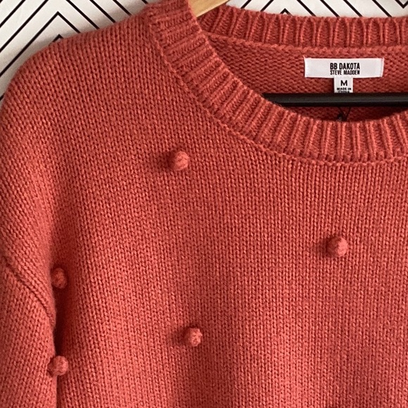 NWT BB DAKOTA X STEVE MADDEN PERSIMMON PINK BUBBLE SLEEVE SWEATER M - Picture 3 of 10